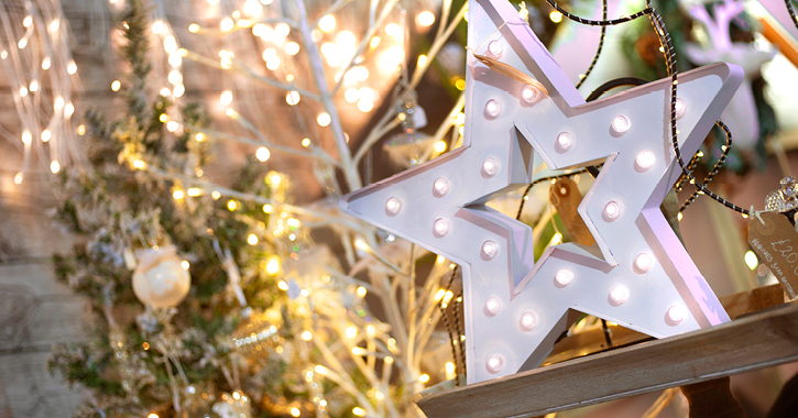 View of Christmas decorations and lights